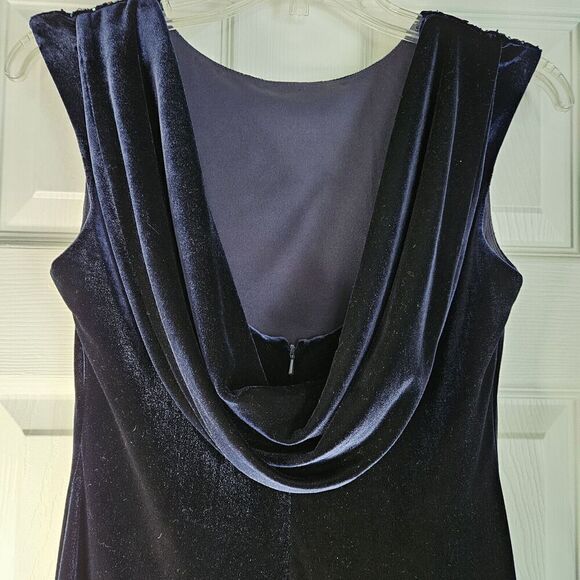 JR NITES by CALIENDO Womens Blue Evening Occasion Velvet Velour Dress - 4P - Picture 6 of 8